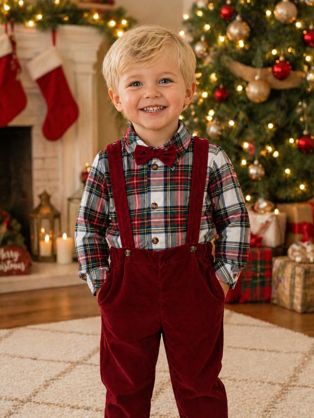 NWT Badgley Mischka Toddler Boy 2 Piece Holiday Outfit 18-24 Months Plaid